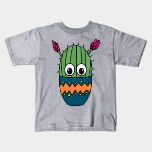 Cute Cactus Design #274: Cactus With Pretty Blooms Kids T-Shirt